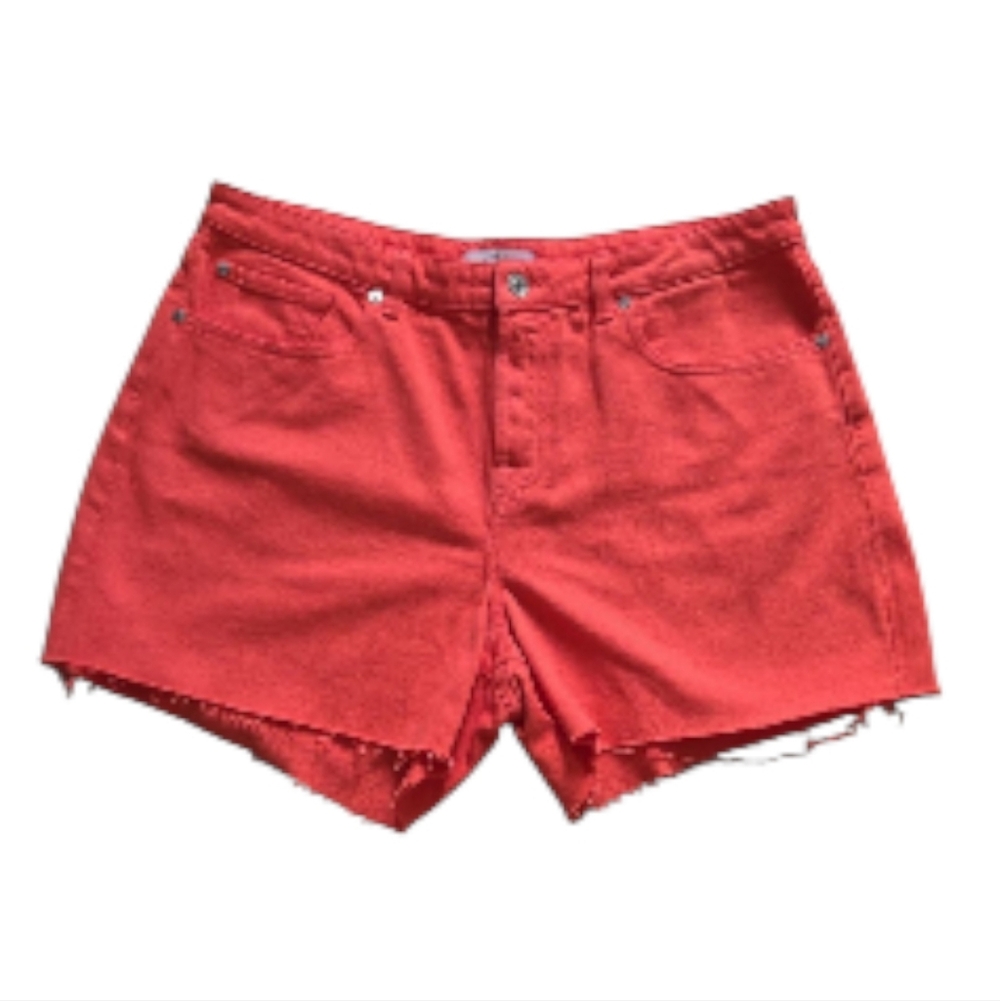 74AM Monroe Cutoff Women's Red Denim Shorts